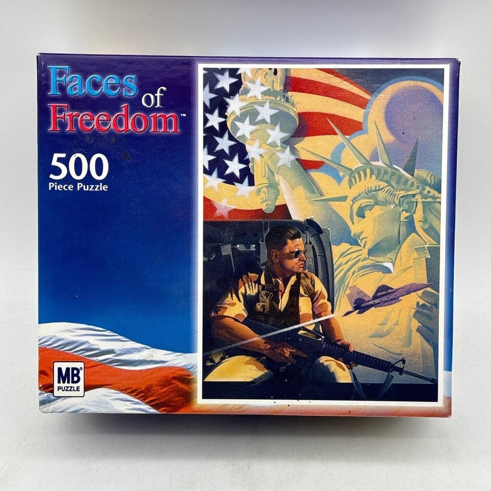 Milton Bradley Faces of Freedom Puzzle 2002 Military 500 Piece New Sealed